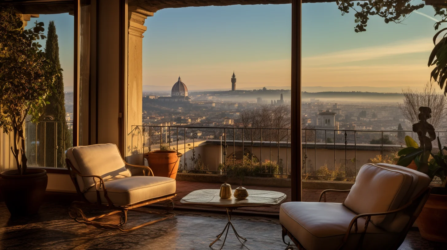 View of Florence in winter from a villa on the Florentine hills